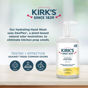 Kirk's Hydrating Hand Wash lemon and eucalyptus scent for a refreshing wash