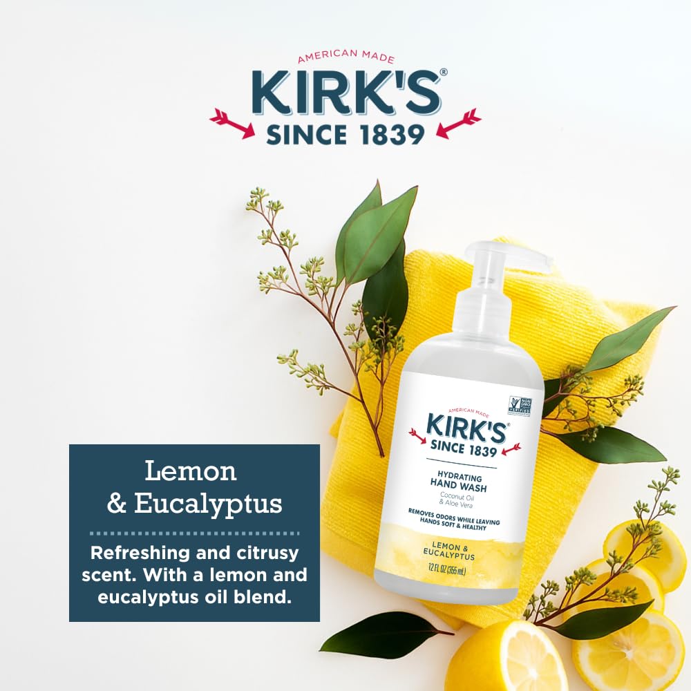 Kirks Hydrating Hand Wash DeoPlex odor-neutralizing technology packaging emphasis.