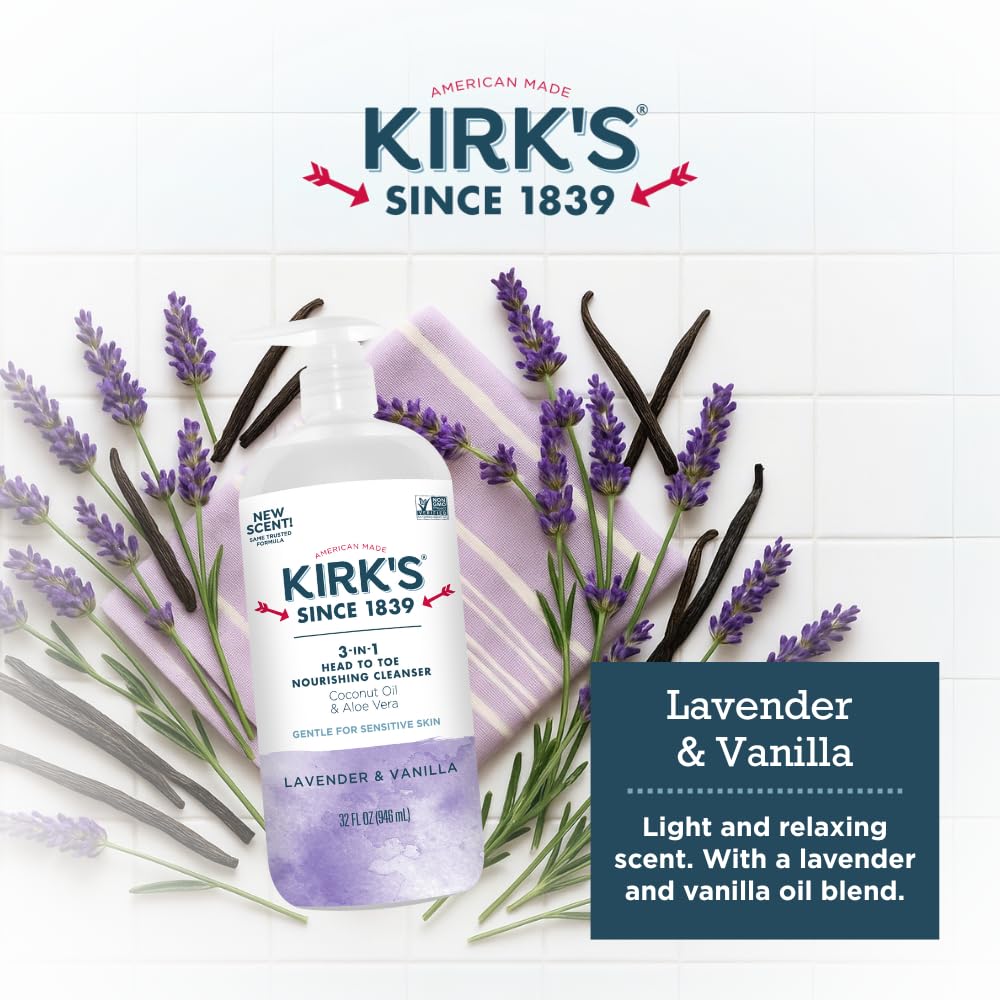 Kirks ingredients coconut oil and aloe vera highlight natural hydration