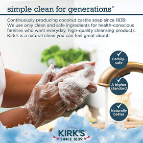 Kirks Natural Original Castile Soap being used as a body wash