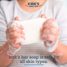 Kirks Natural Original Castile Soap foamy lather demonstrates cleansing power