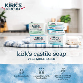Kirks Natural Original Castile Soap packaging case showing twelve bottles