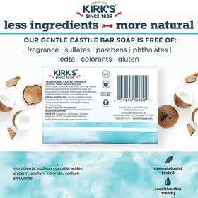 Kirk's 24-bars display emphasizes 96-ounce total, practical for family bathrooms.