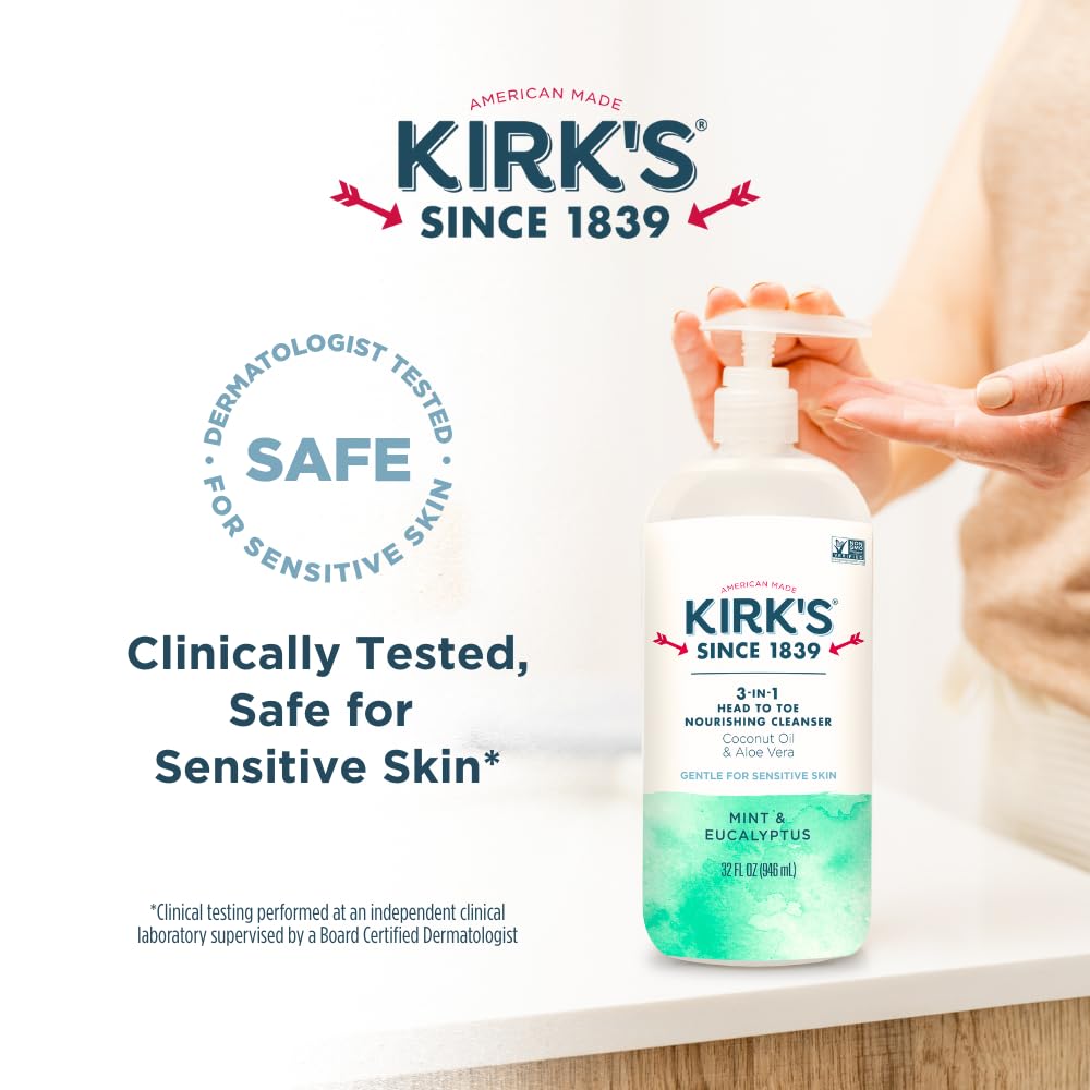 Family-friendly Kirk's cleanser suitable for men, women, and children.