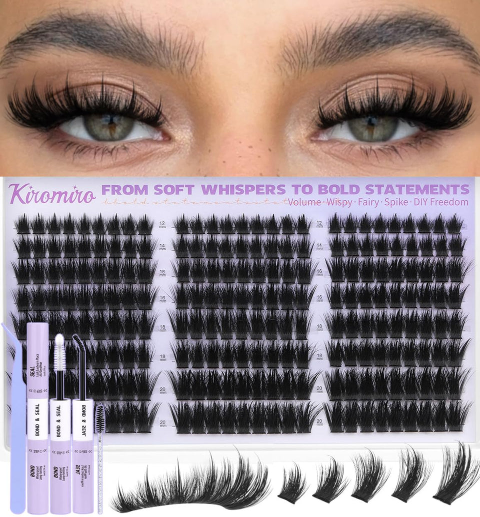 Kiromiro lash clusters with spiky tips for bold, dramatic eyes.
