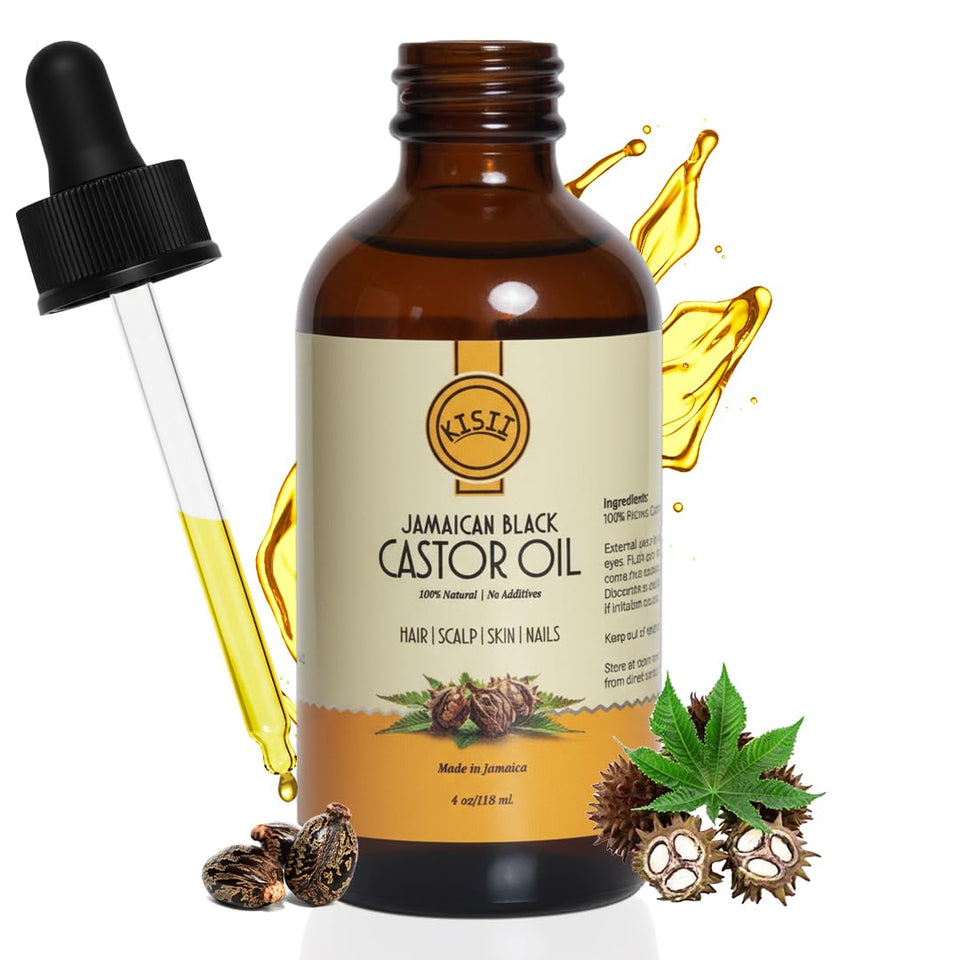 Kisii Jamaican Black Castor Oil bottle for daily hair nourishment and scalp care