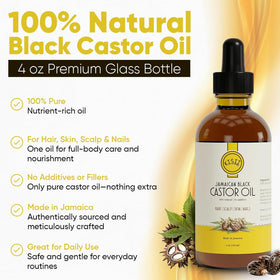 Close-up of Kisii Jamaican Black Castor Oil highlighting pure, unrefined quality