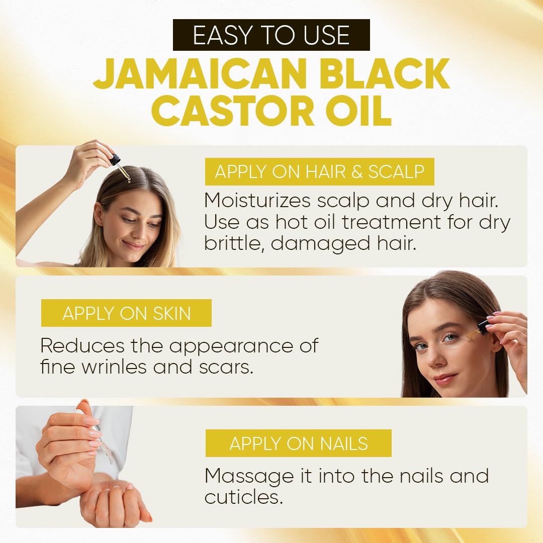 Kisii Jamaican Black Castor Oil on hair strands for shine and strength