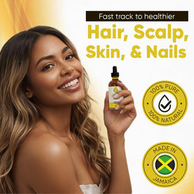 Kisii Jamaican Black Castor Oil pour showing smooth texture for easy application