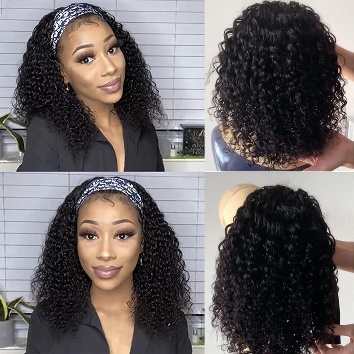 Kislemon Glueless Headband Wig with Velcro-back for quick secure fit