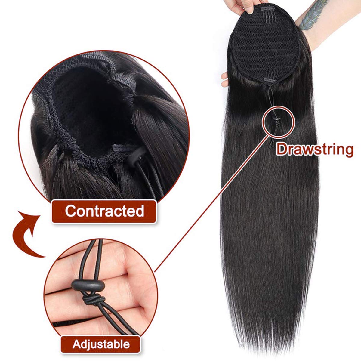 Kislemon ponytail weighs 130g for a full, thick look.