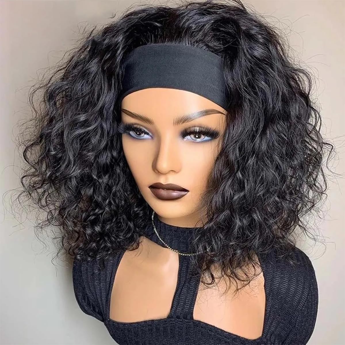 Kislemon Water Wave Headband Wig with natural curls for easy daily wear