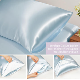 KISMETICS satin eye mask light blue blocks light for restful sleep
