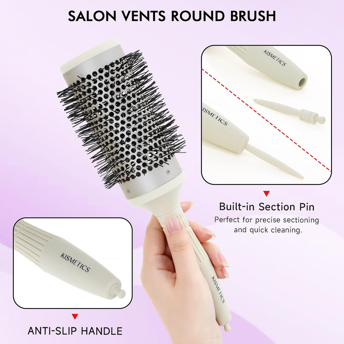 KISMETICS ceramic barrel features large airflow holes to speed drying.