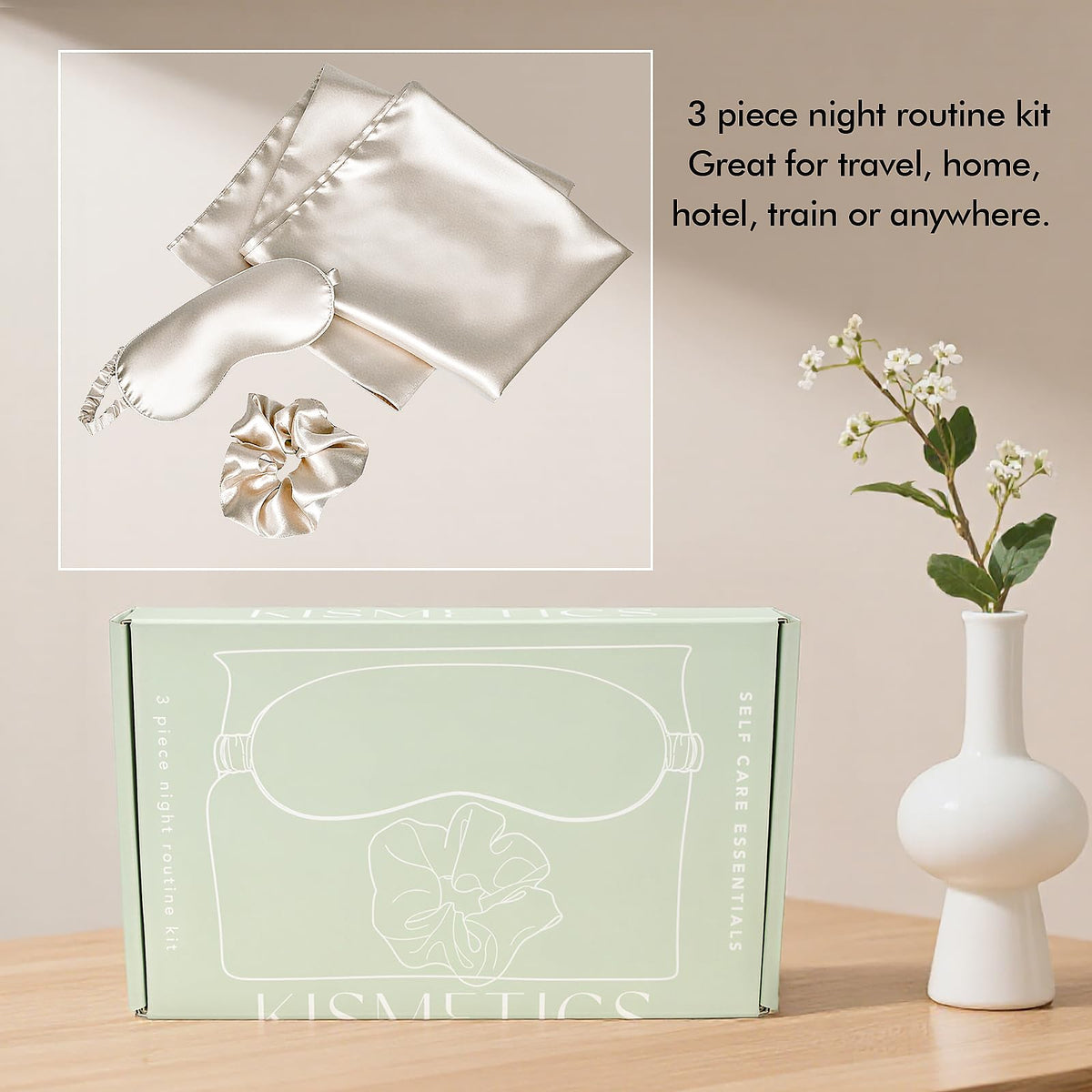 KISMETICS travel-friendly sleep set, compact elegance for trips