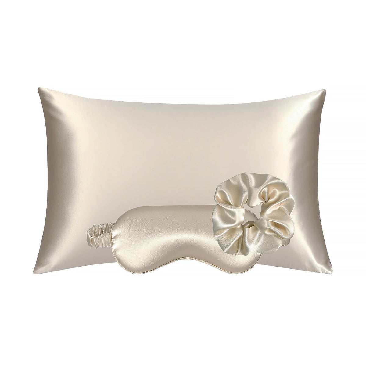 KISMETICS vegan silk pillowcase in champagne, smooth surface for silky hair