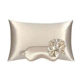 KISMETICS vegan silk pillowcase in champagne, smooth surface for silky hair