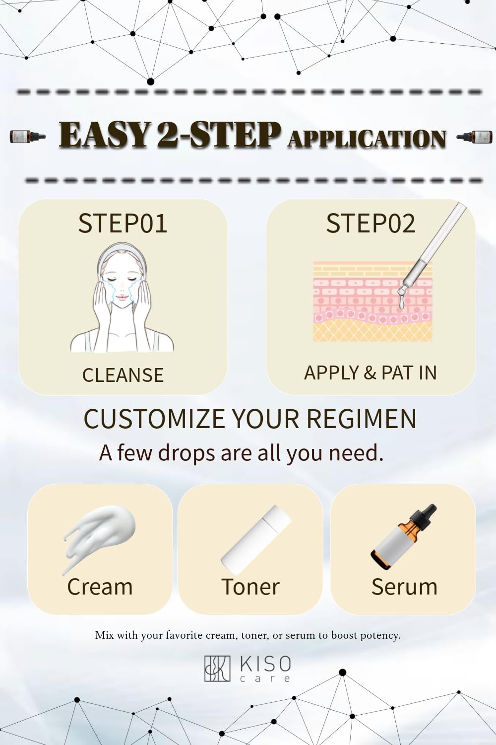 KisoCare Volufiline serum made in Japan with minimalist design.