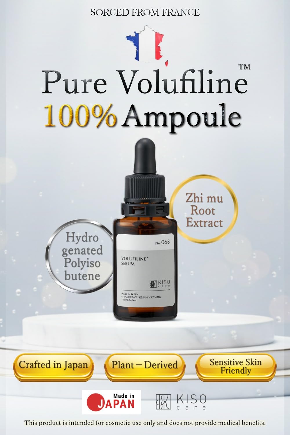 KisoCare Volufiline serum mixed into moisturizer for full-face plumping.