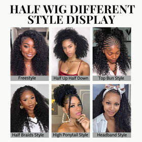 KISS HAIR kinky curly half wig with adjustable fit stays in place