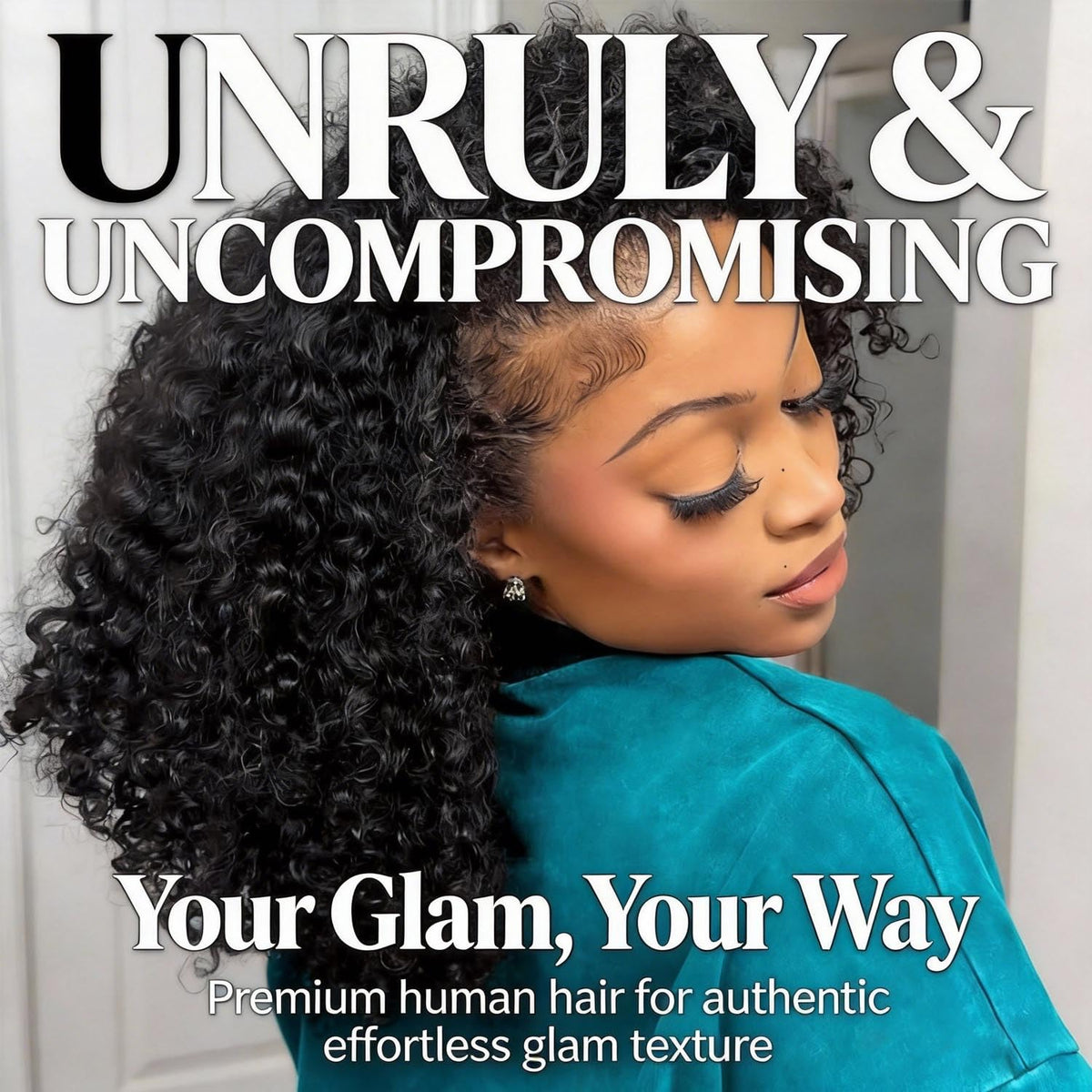 KISS HAIR kinky curly half wig shows secure drawstring fit for active days