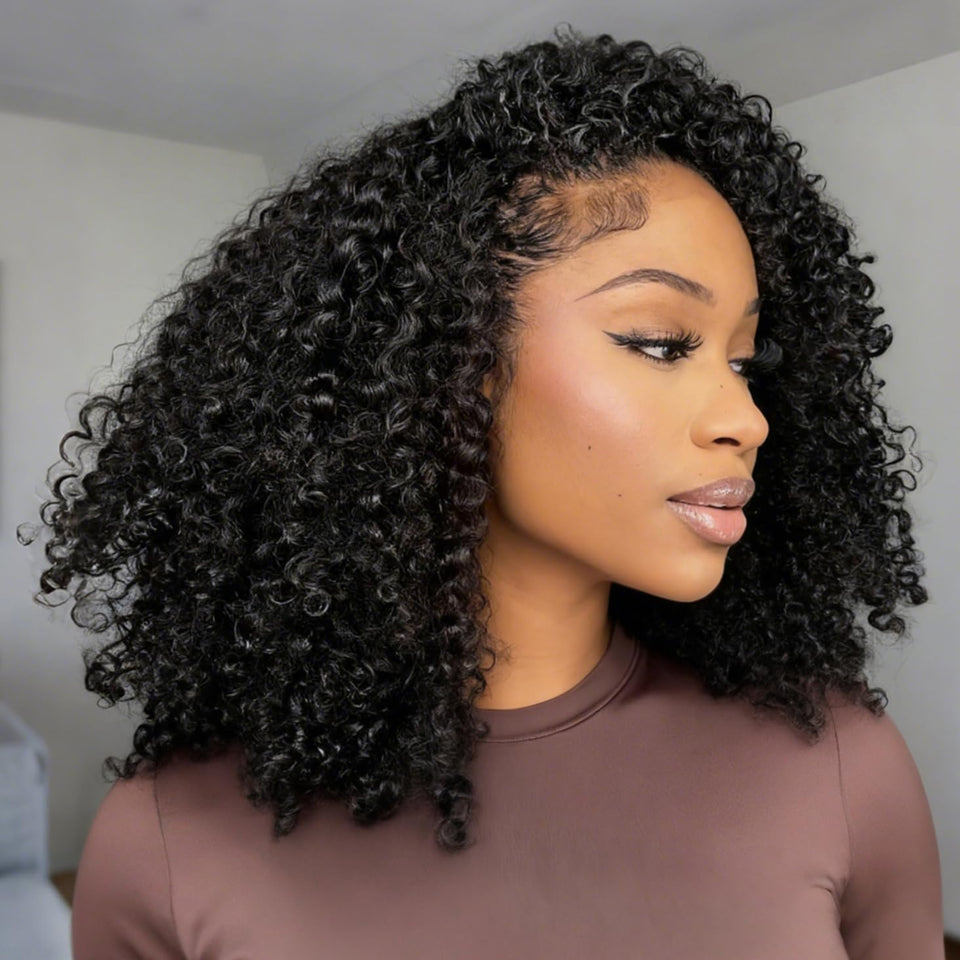 KISS HAIR kinky curly half wig with seamless cap for natural volume