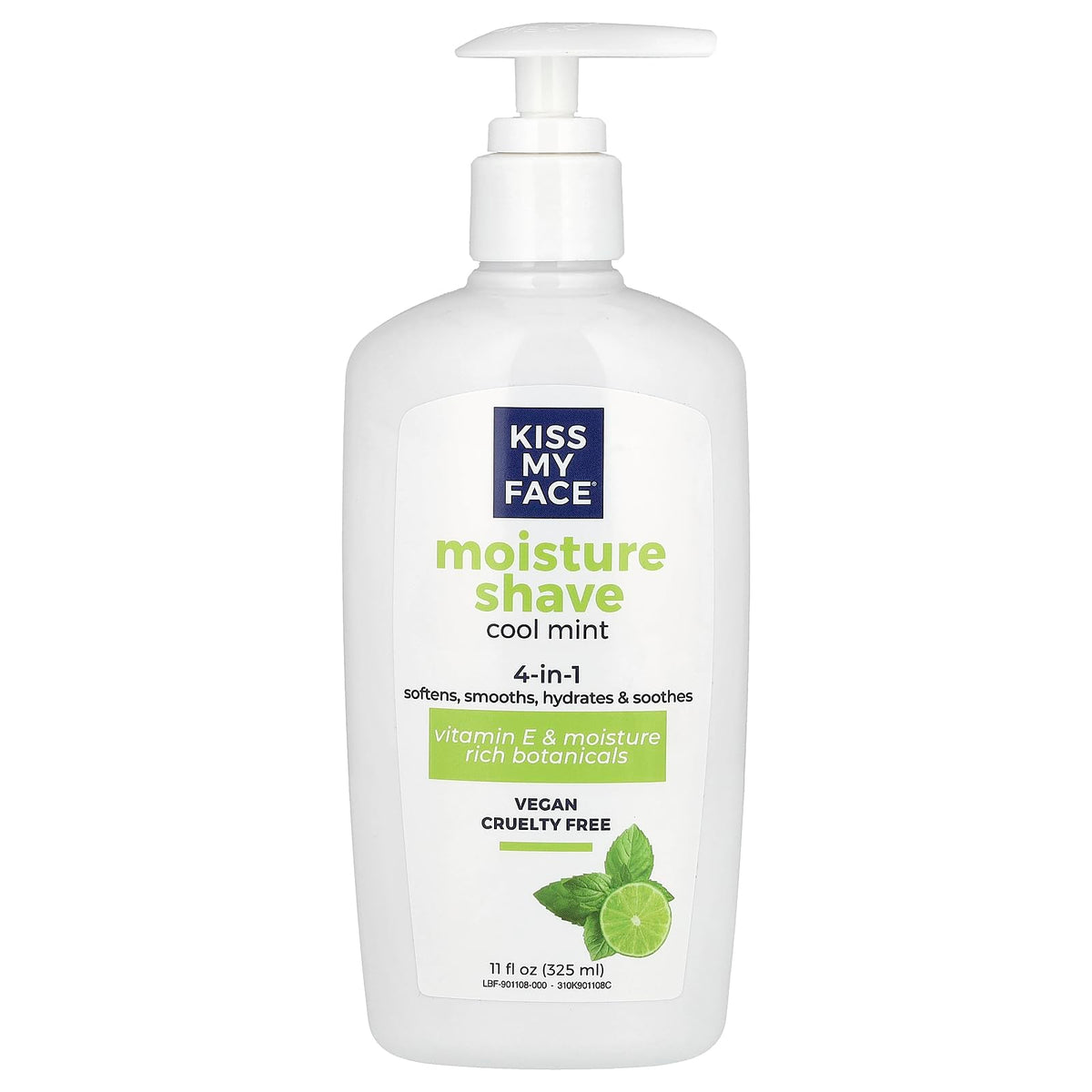 Kiss My Face 4-in-1 Moisture Shave Cool Mint bottle delivers a refreshing, smooth shave