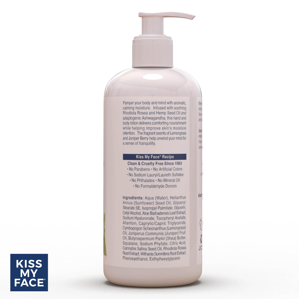 Kiss My Face De-Stress Lotion hands-application shows soothing hydration in action.