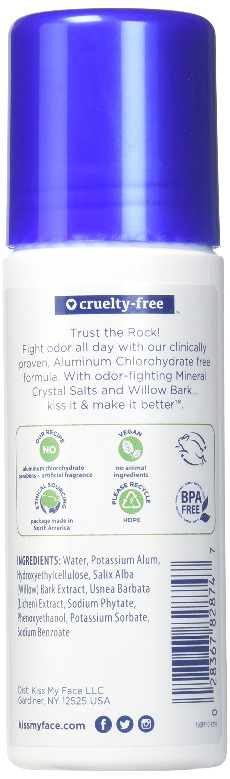 Kiss My Face Liquid Rock deodorant packaging highlights fragrance-free mineral formula
