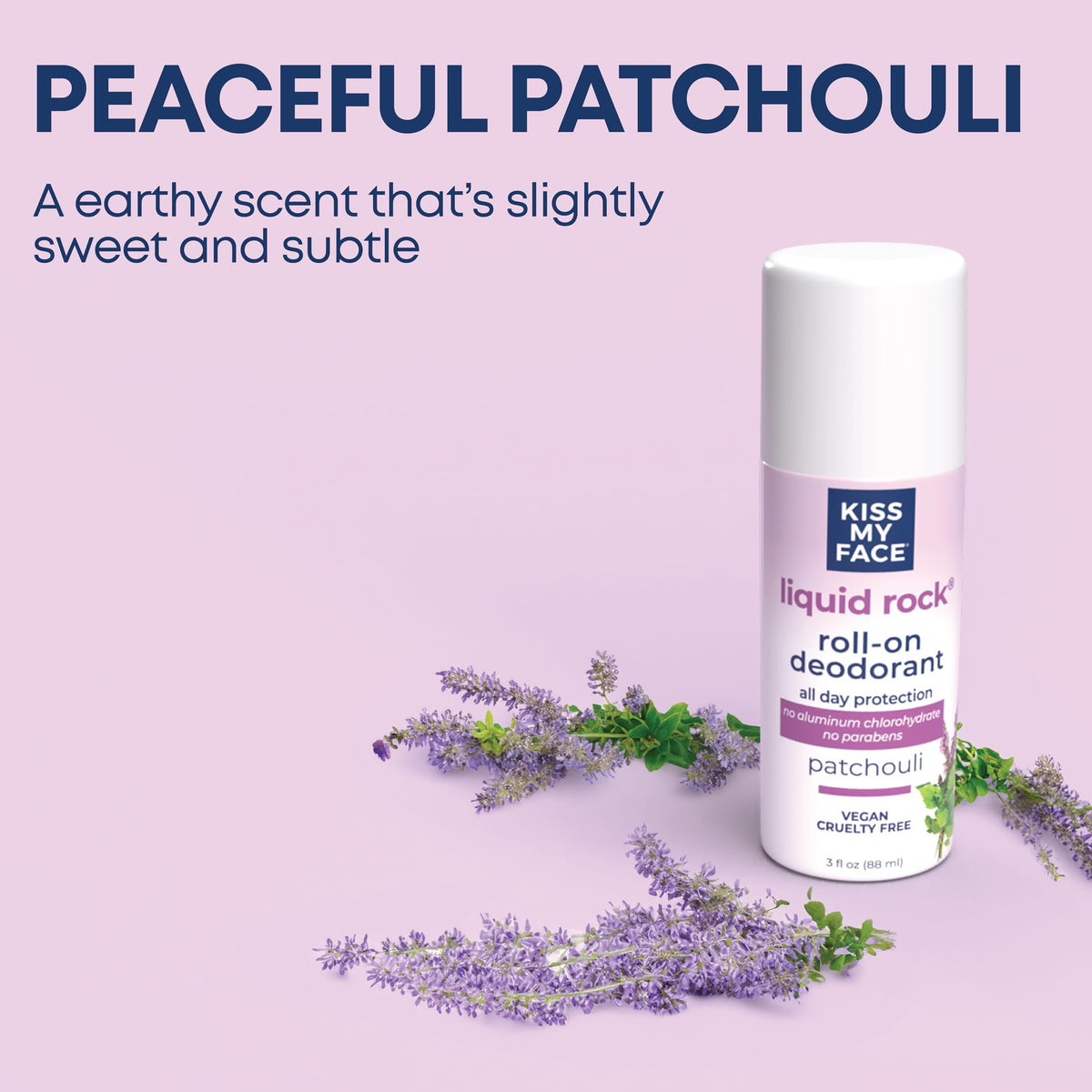 Kiss My Face Liquid Rock Roll-On application close-up highlighting invisible protection on skin.
