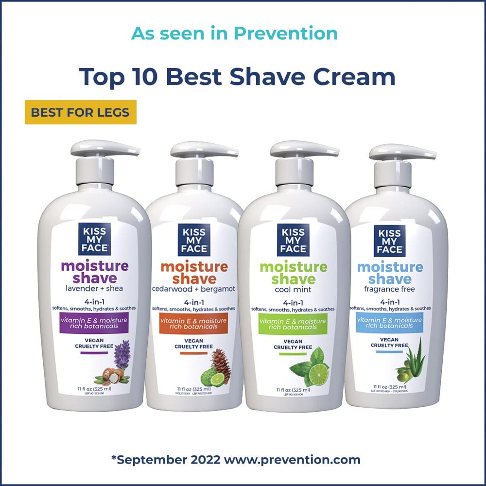 Kiss My Face Moisture Shave fragrance-free no artificial colors promotes clean ingredient profile.