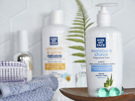 Kiss My Face Moisture Shave fragrance-free packaging display suitable for gifting.