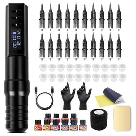 Kiss of Dragon tattoo kit package shows complete wireless setup for beginners.