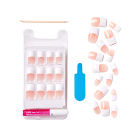 KISS Salon Acrylic French two-pack display showing easy, quick nail extensions with durable wear.