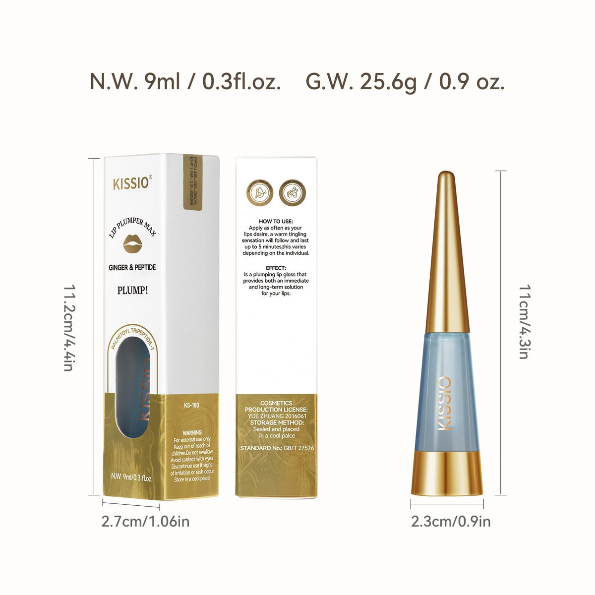 KISSIO lip gloss in use delivers fullness and shine.