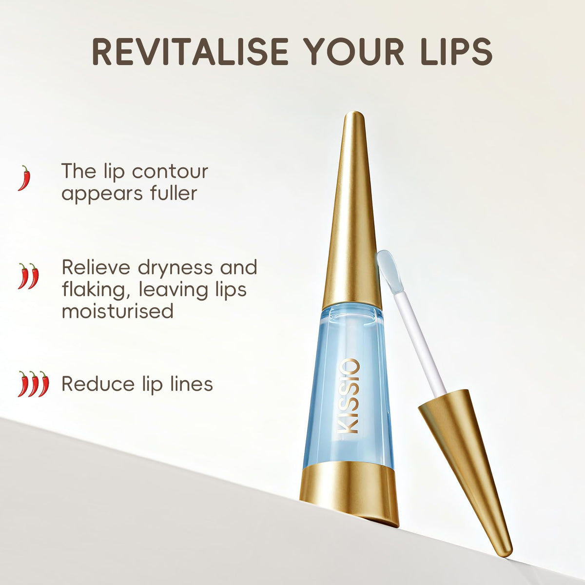 KISSIO peptide hydration keeps lips soft and comfortable.