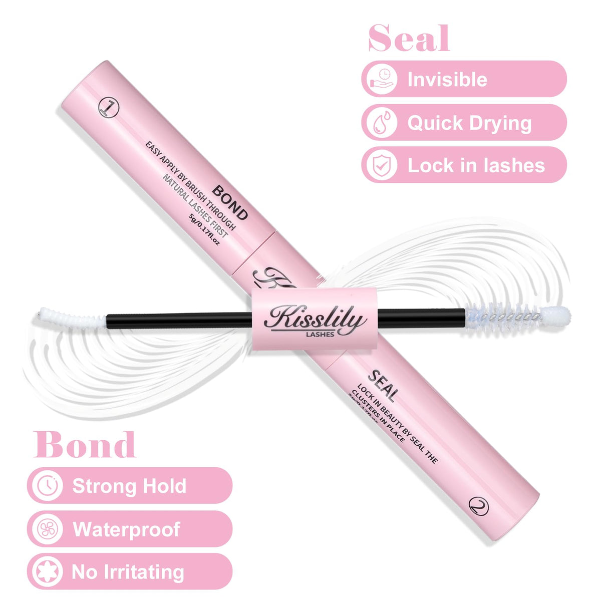 Kisslily Bond and Seal 2in1 adhesive demonstrates smooth, clump-free lash application.