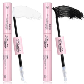 Kisslily lash cluster glue bottle and spiral brush for precise, comfortable application.