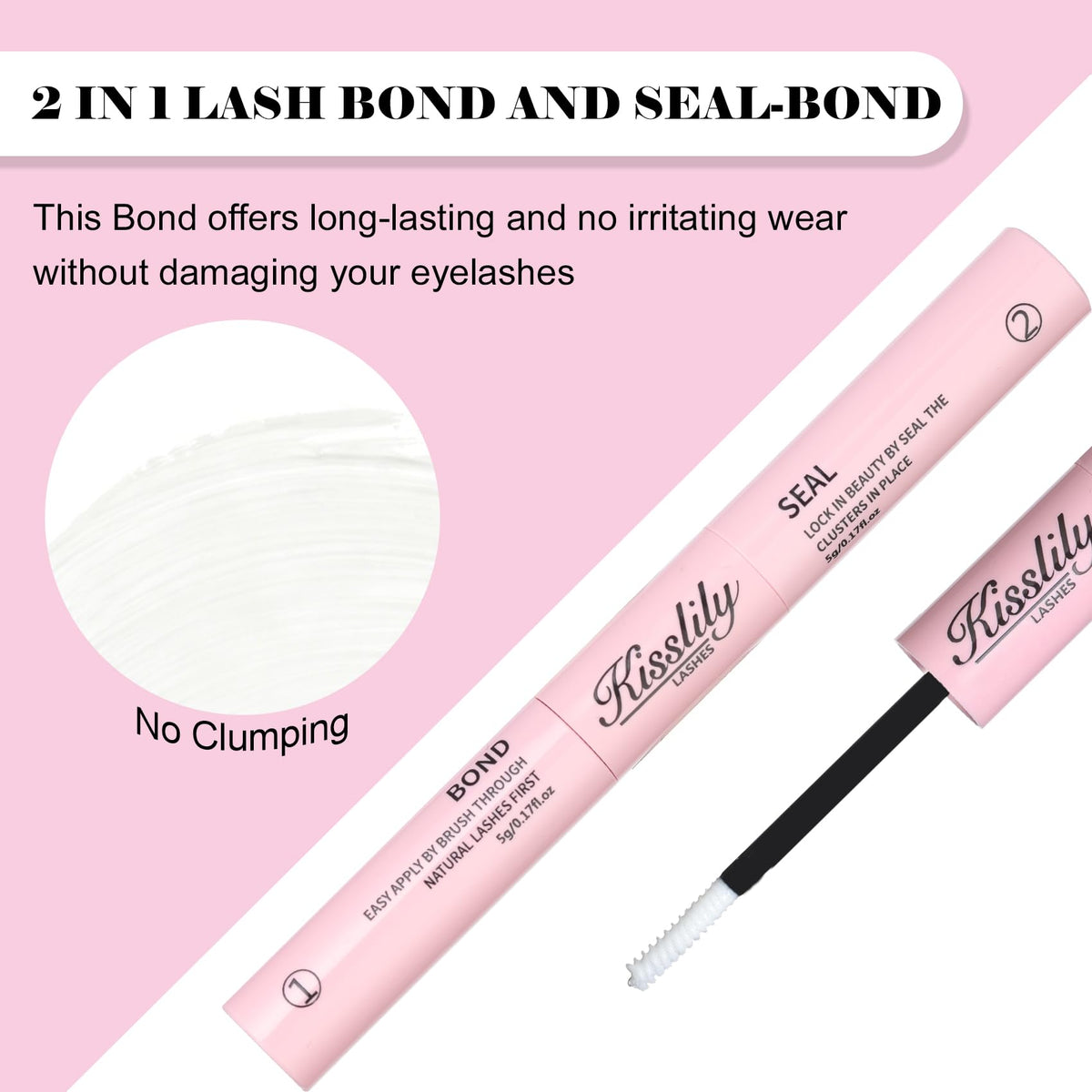Kisslily waterproof lash glue provides long-lasting hold for all-day wear.