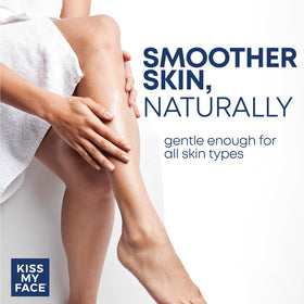 Kiss My Face Moisture Shave lavender-shea scent close-up during shave.
