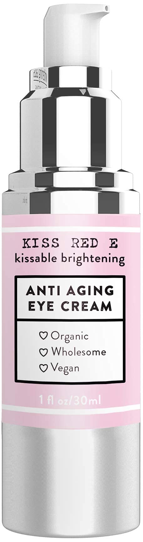 KissRedE eye cream on finger ready for quick morning application.