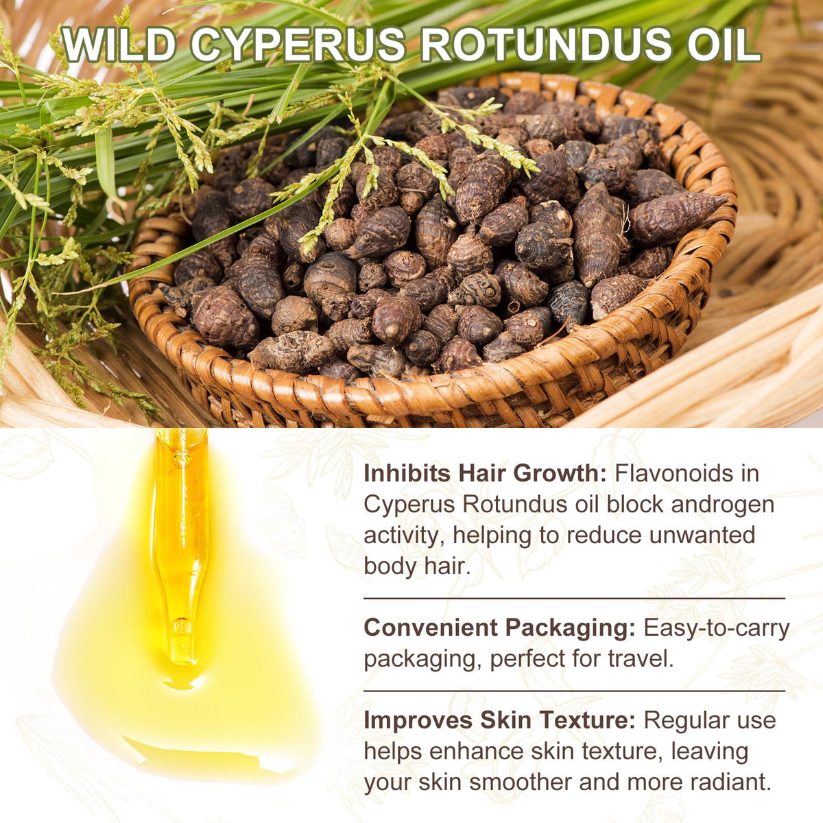 KITNOBLIS Cyperus Rotundus Oil skin texture improvement visual
