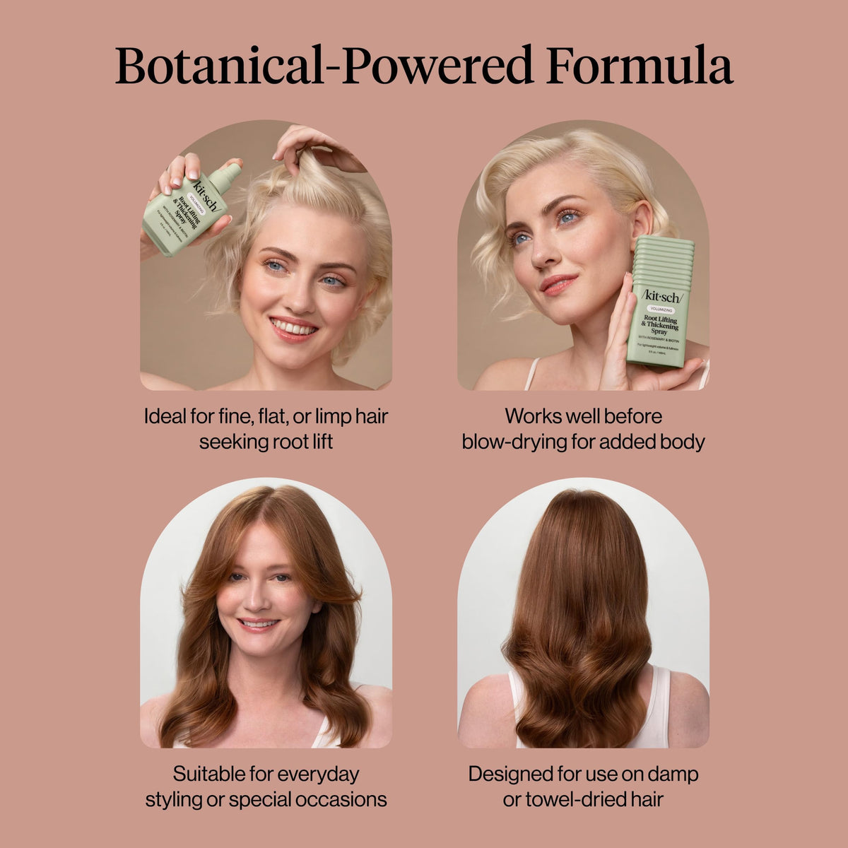 Kitsch Root Hair Volume Spray packaging is cruelty-free and recyclable.