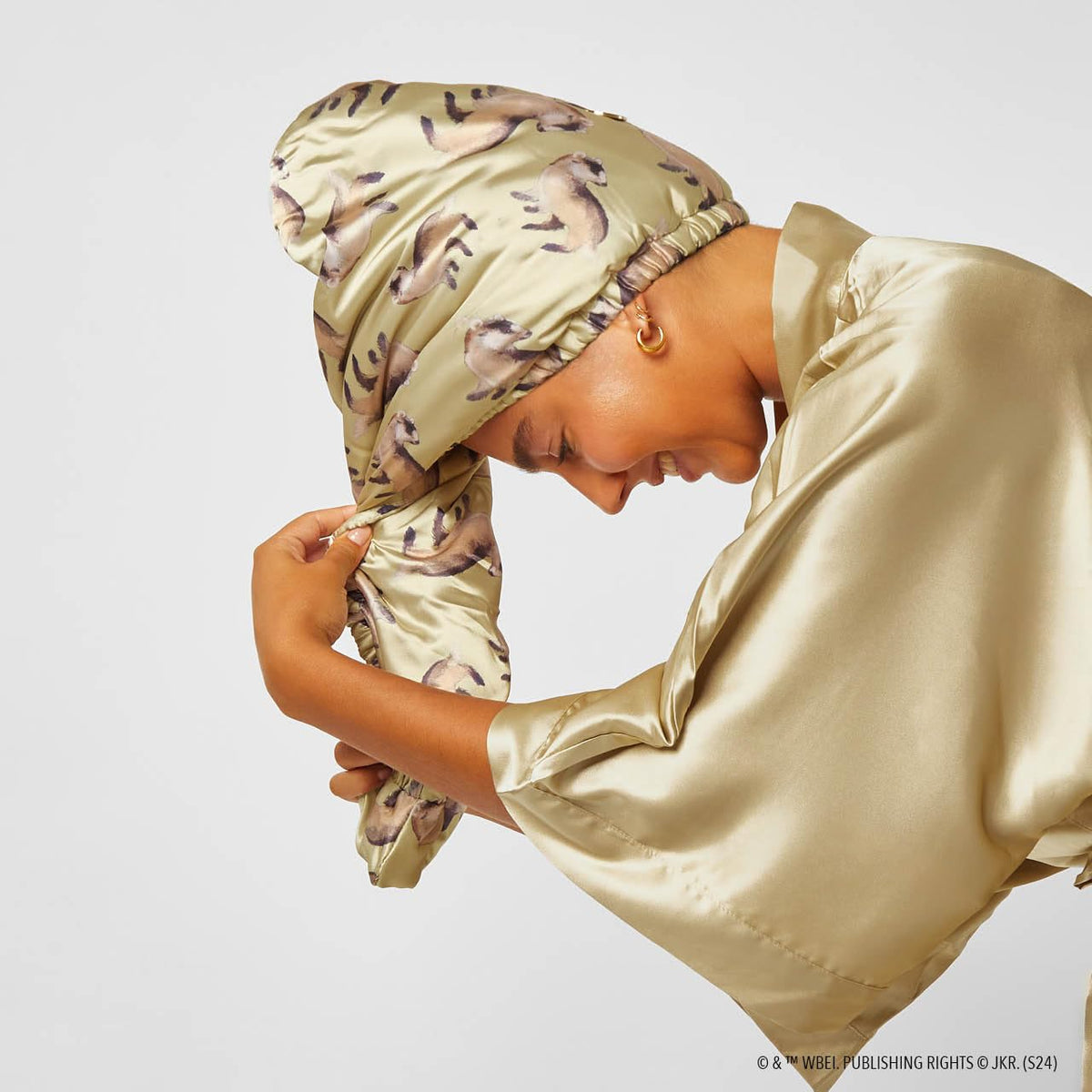 Kitsch Harry Potter microfiber hair towel wrap on diverse hair types demonstrates universal fit
