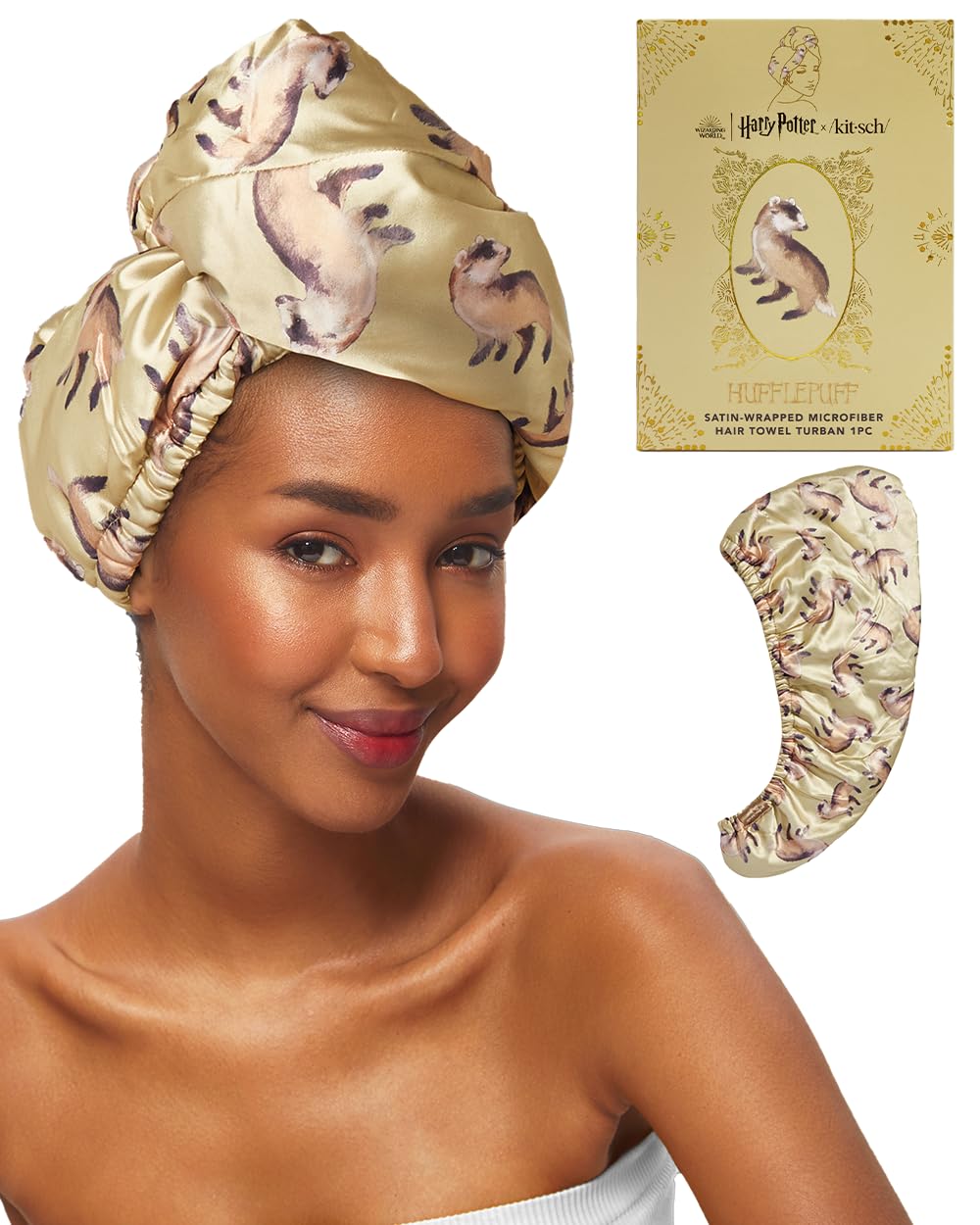 Kitsch Harry Potter microfiber hair towel wrap ultra-absorbent fibers closeup