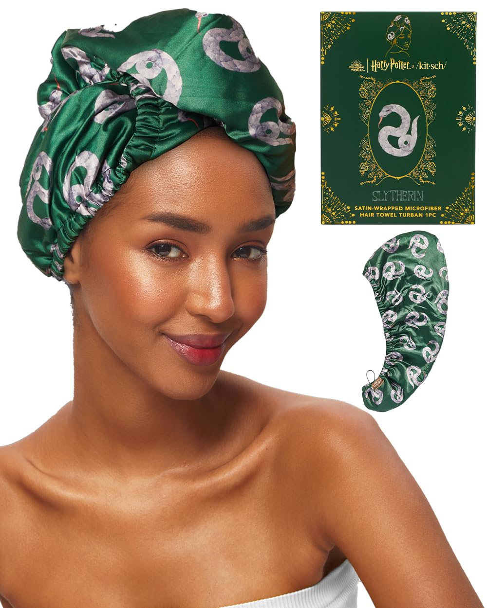 Kitsch Harry Potter Slytherin towel in gym bag shows travel-friendly size.