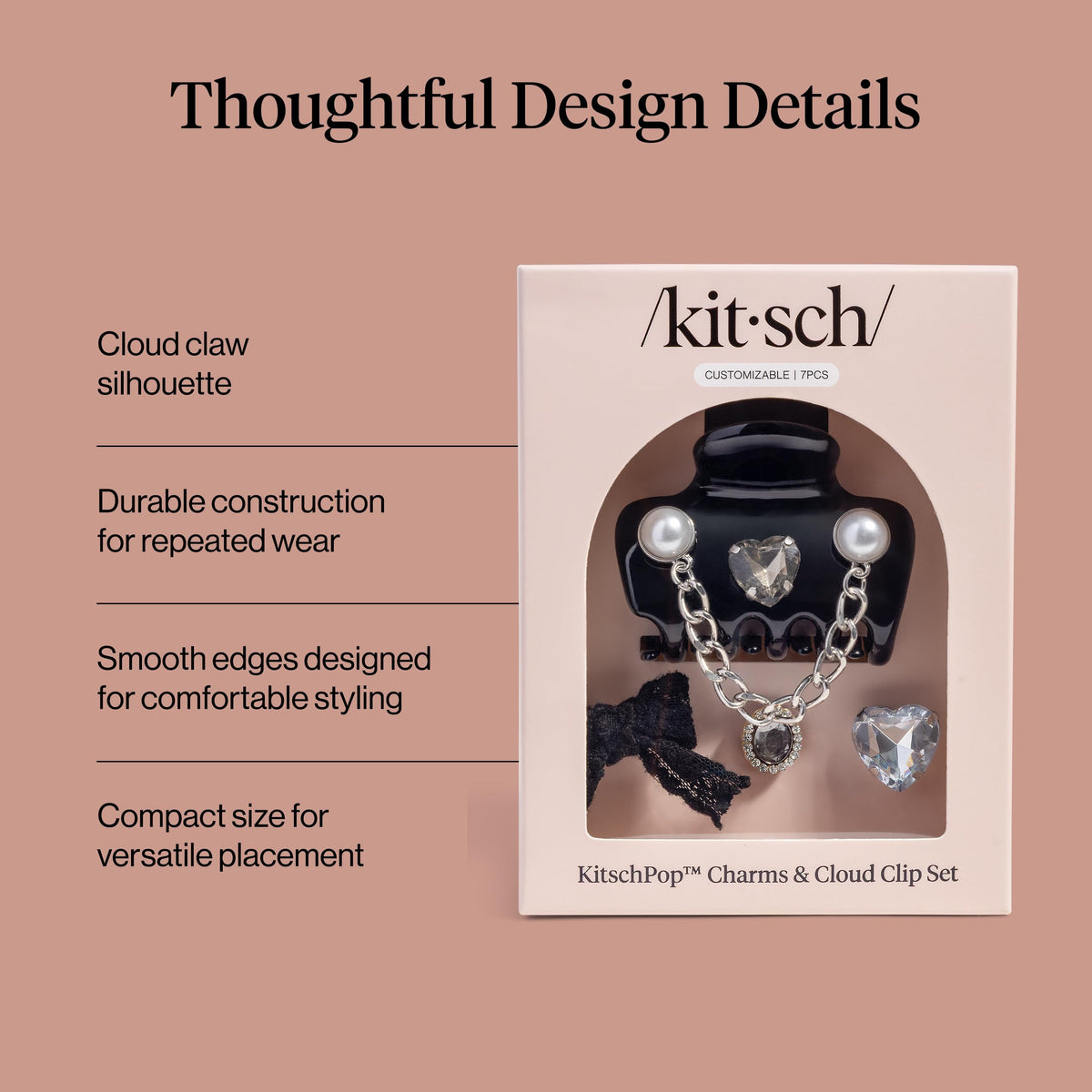 Kitsch interchangeable charms show six options for quick style swaps.
