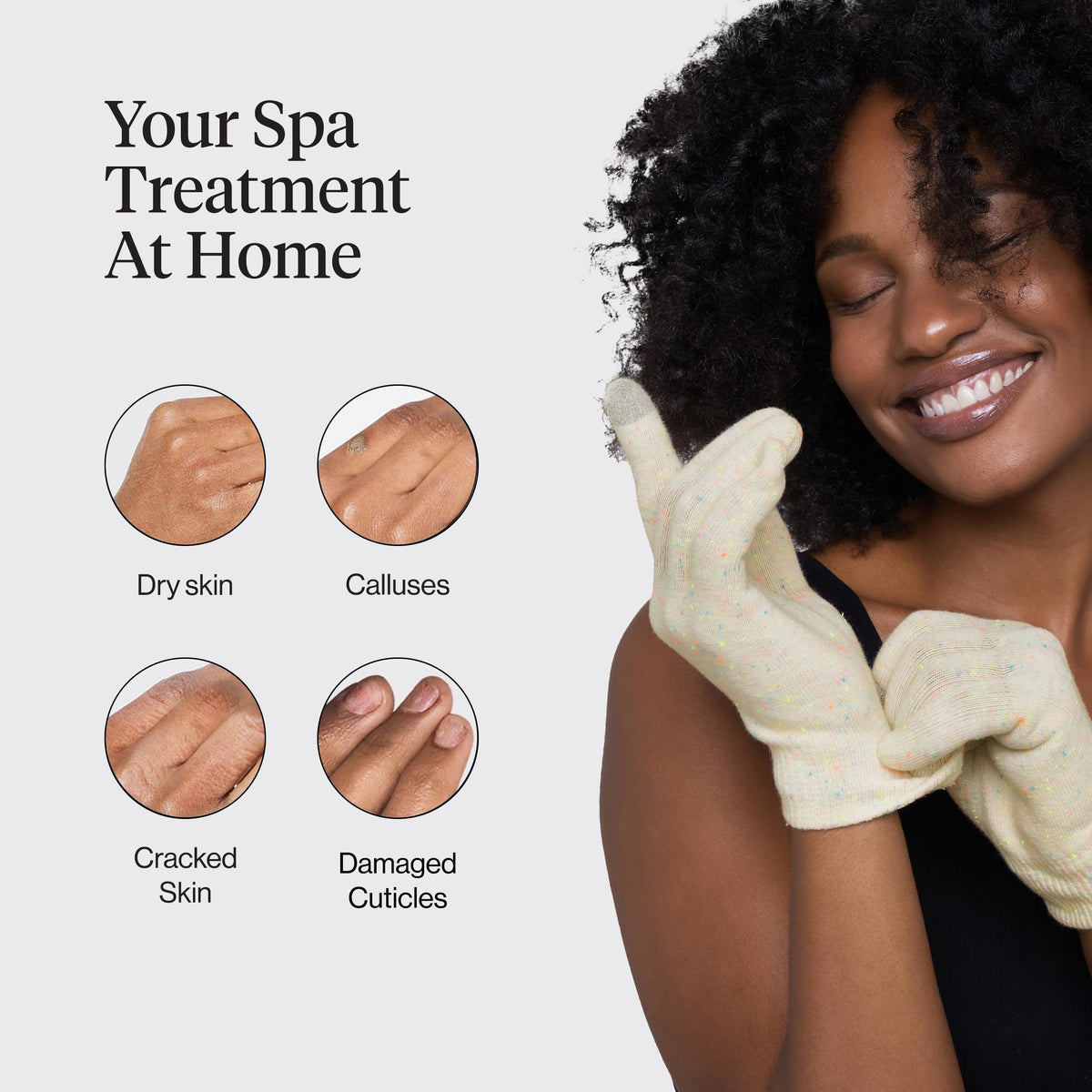 Kitsch gloves enable deep conditioning when worn with lotion for softer skin.