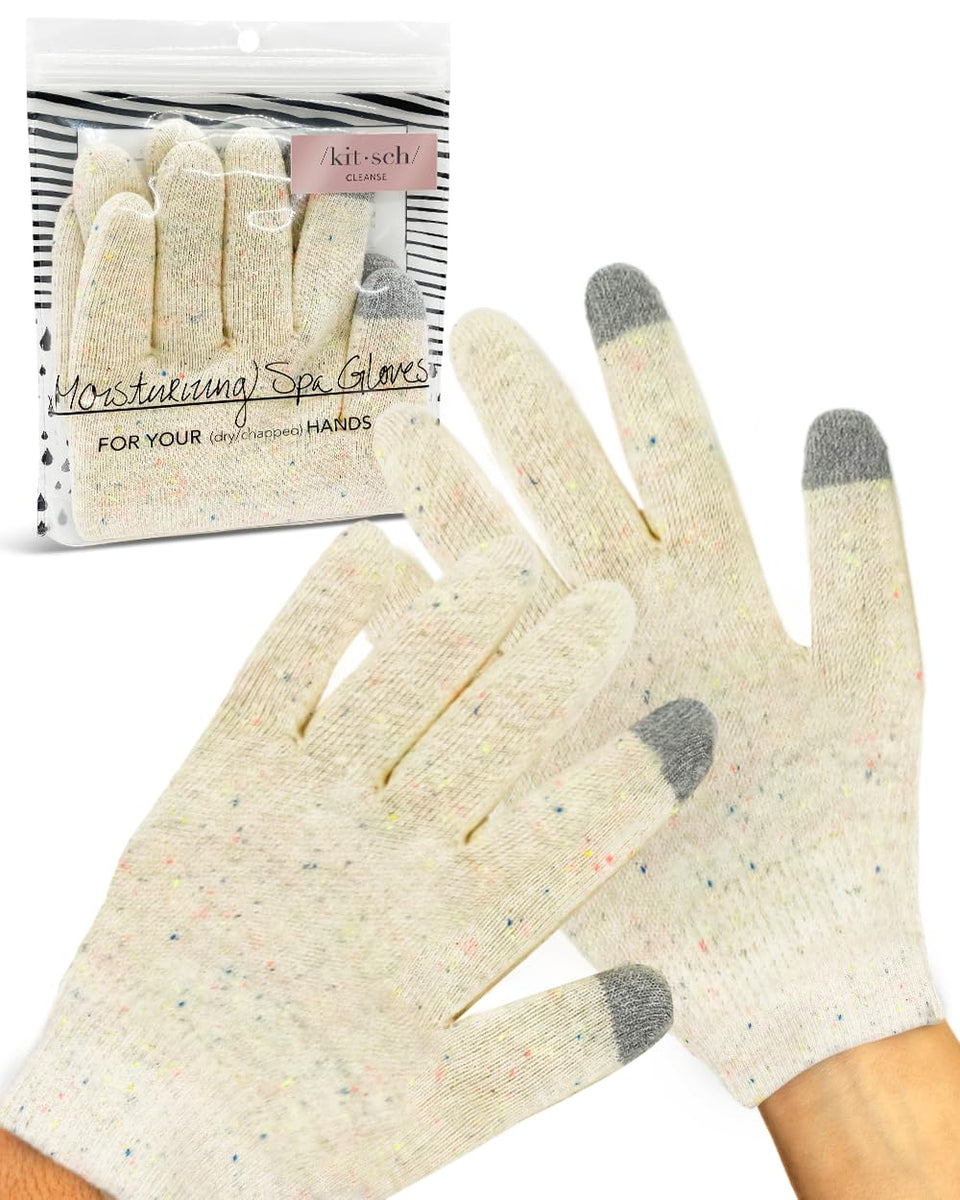 Kitsch Moisturizing Gloves packaging with a reusable pouch for travel and storage.