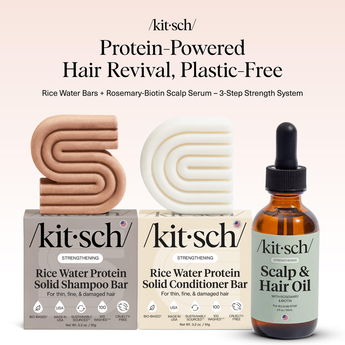 Kitsch Rice Water Conditioner Bar lather helps define and soften strands.